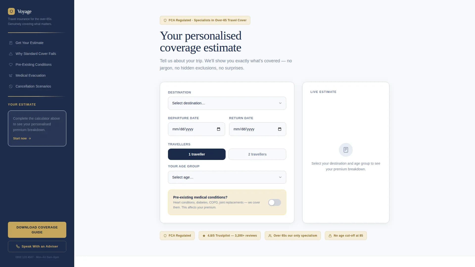Specialist Retiree Insurance Cost Estimator Website Template