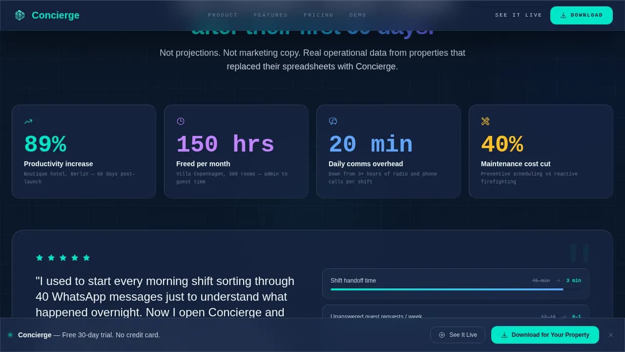 Hospitality Software Maintenance Website Template