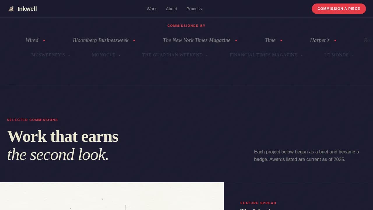 Illustration & Art Portfolio Reviews Website Template