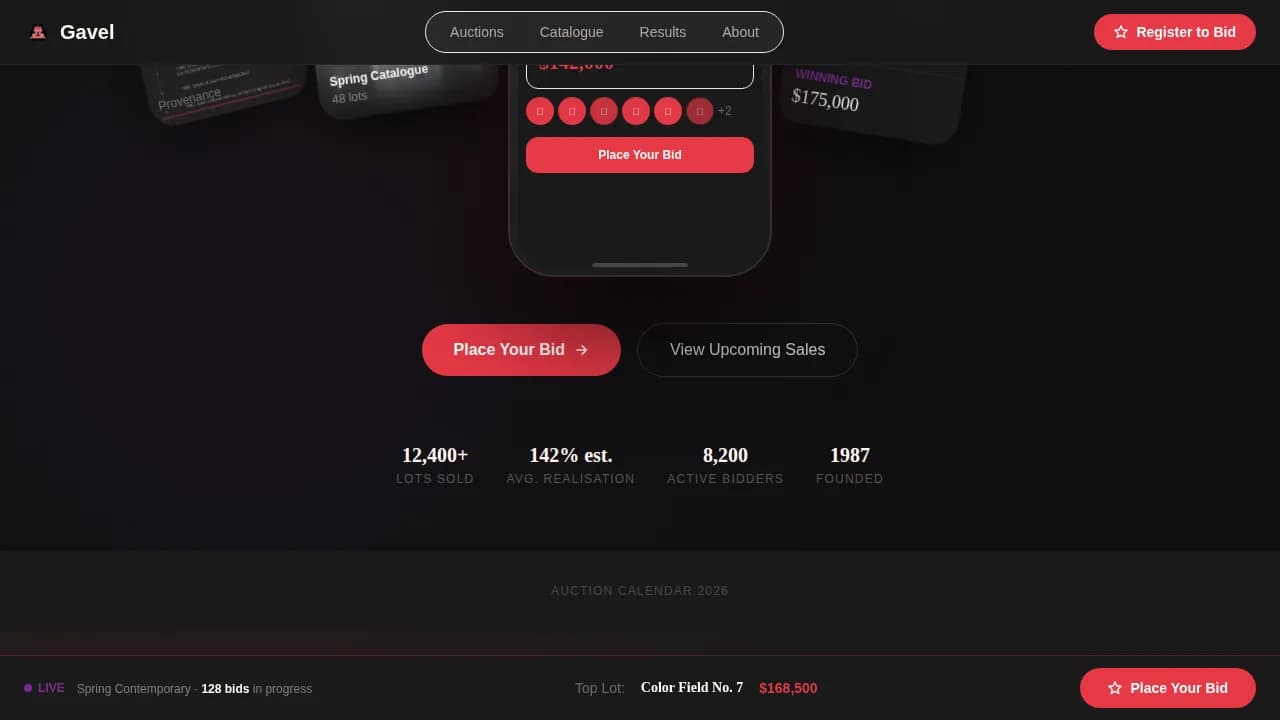 Art Auction & Dealer Pricing Website Template