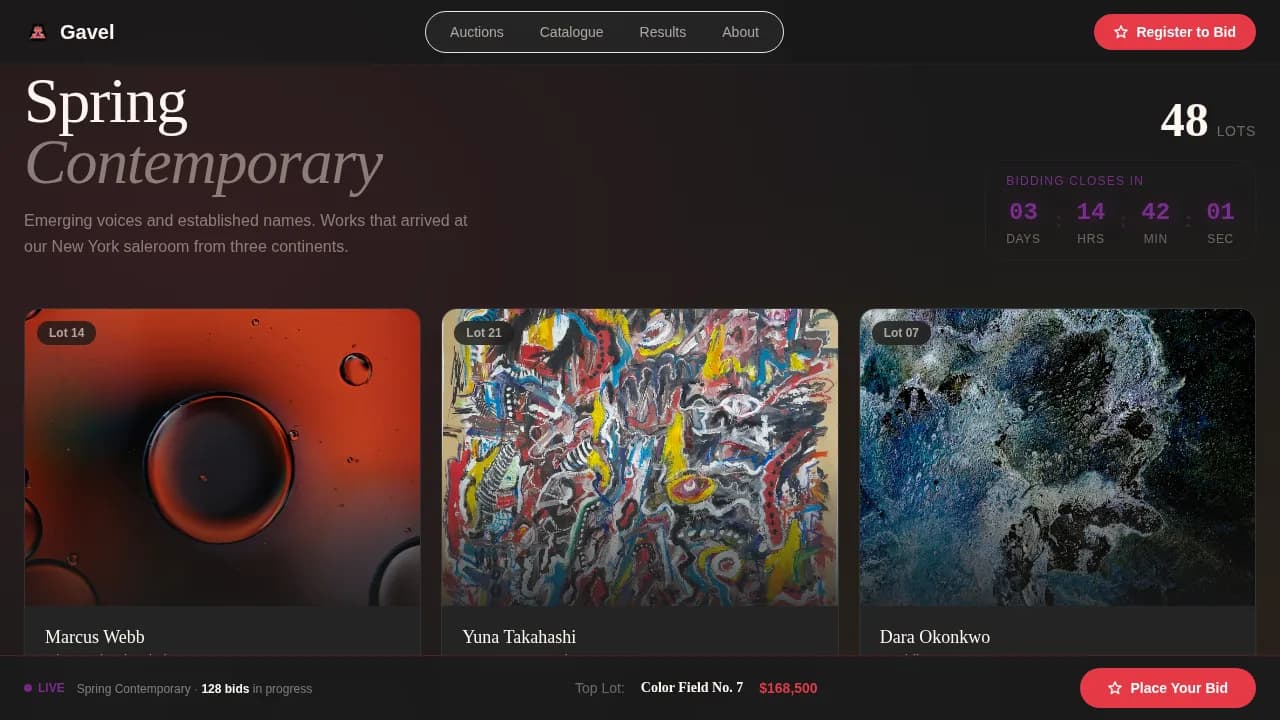 Art Auction & Dealer Pricing Website Template