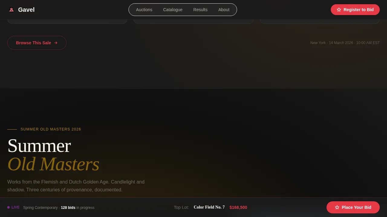 Art Auction & Dealer Pricing Website Template