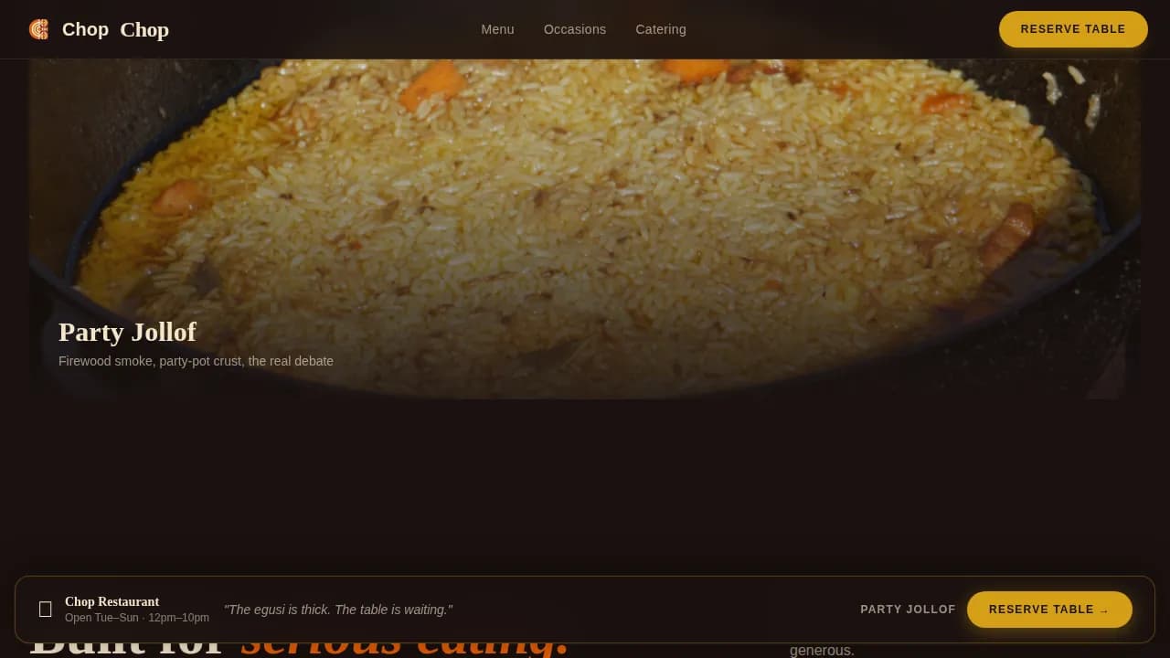 Regional & Ethnic Restaurant Booking Website Template