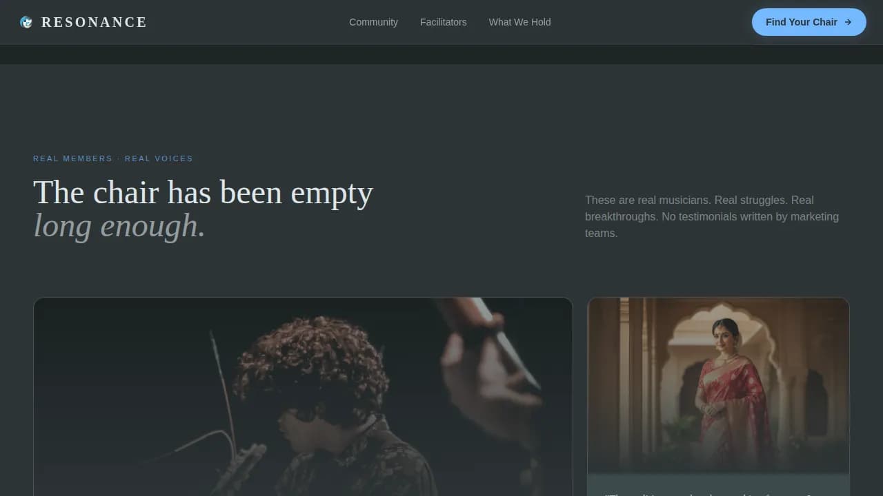 Musicians Community Reviews & Testimonials Website Template
