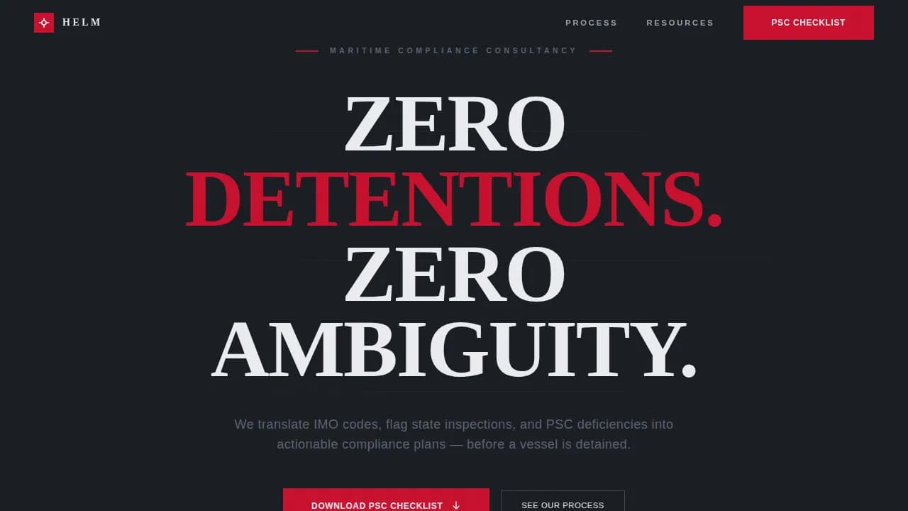 Helm — Maritime Safety Landing Page Template
