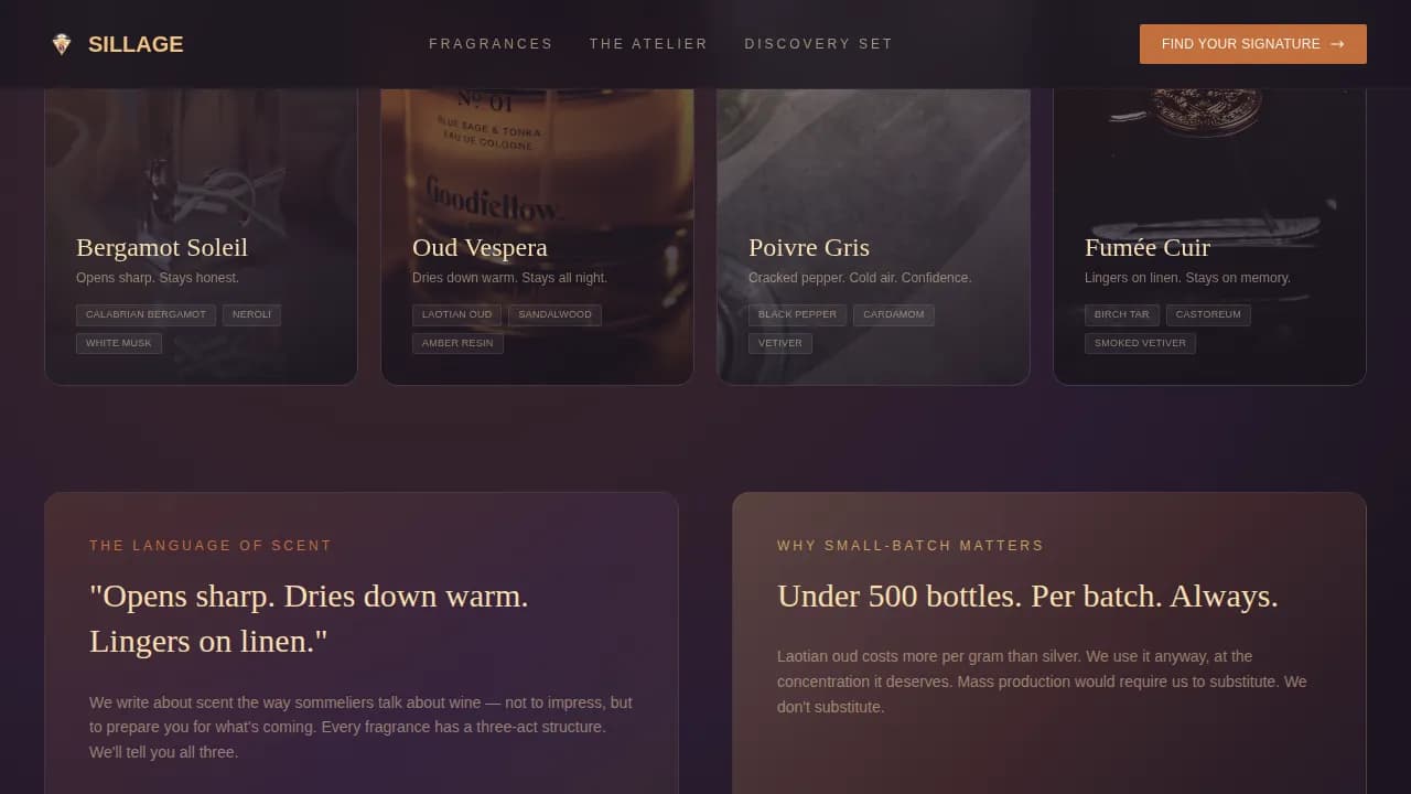 Essence — Atelier Fragrance Discovery Landing Page Template