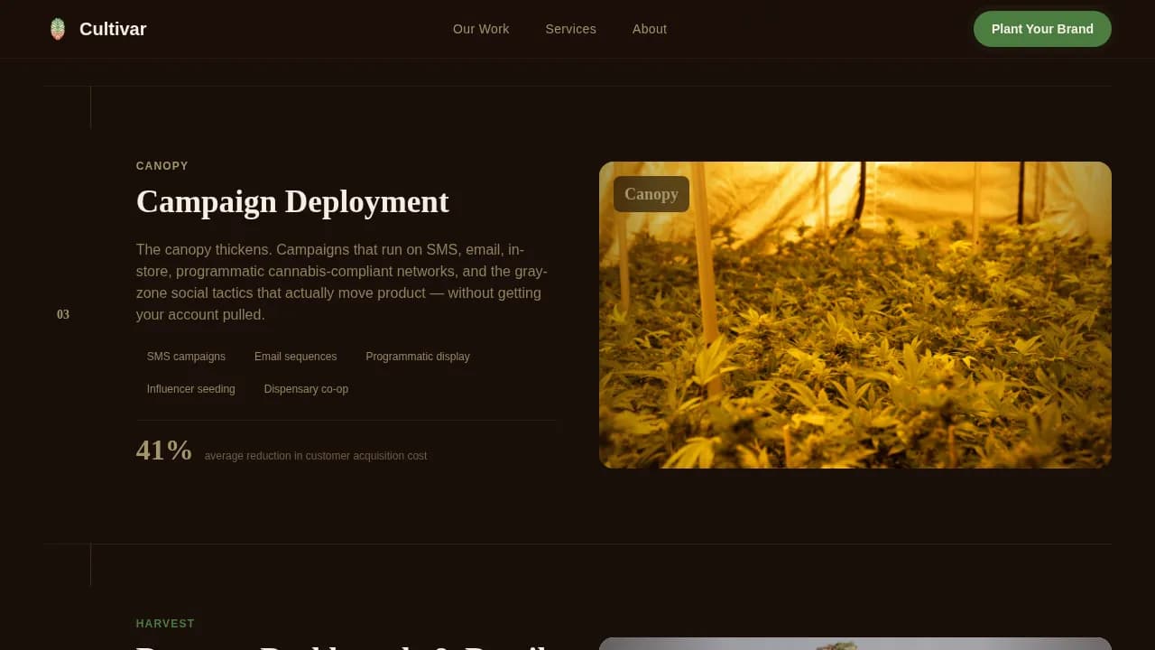 Harvest — Compliance Cannabis Operations Landing Page Template