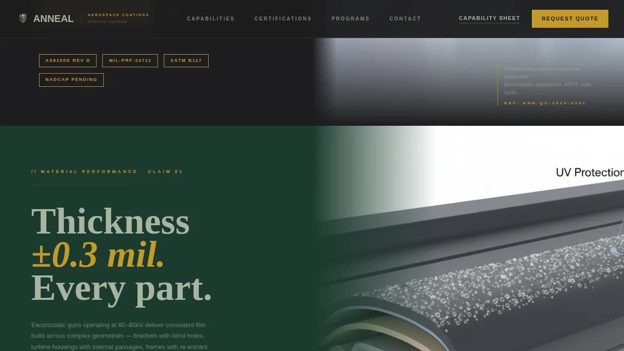 Aerospace Powder Coating Services Website Template