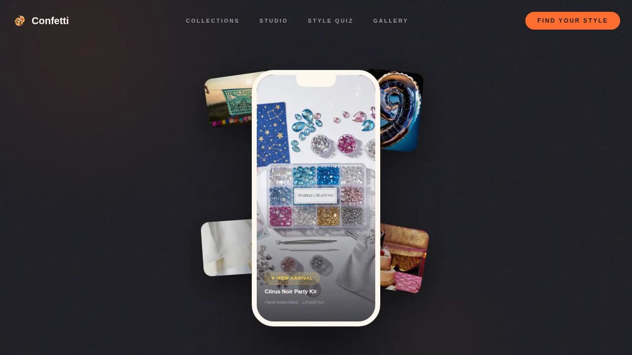 Confetti — Luxe Celebration Supplies Landing Page Template