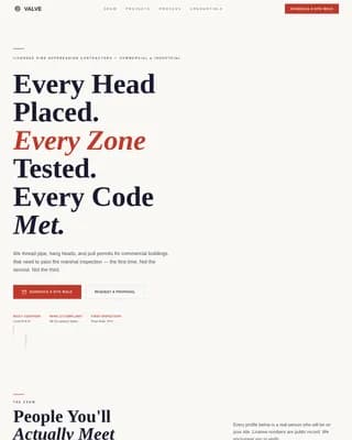 Valve — Executive Fire Suppression Landing Page Template