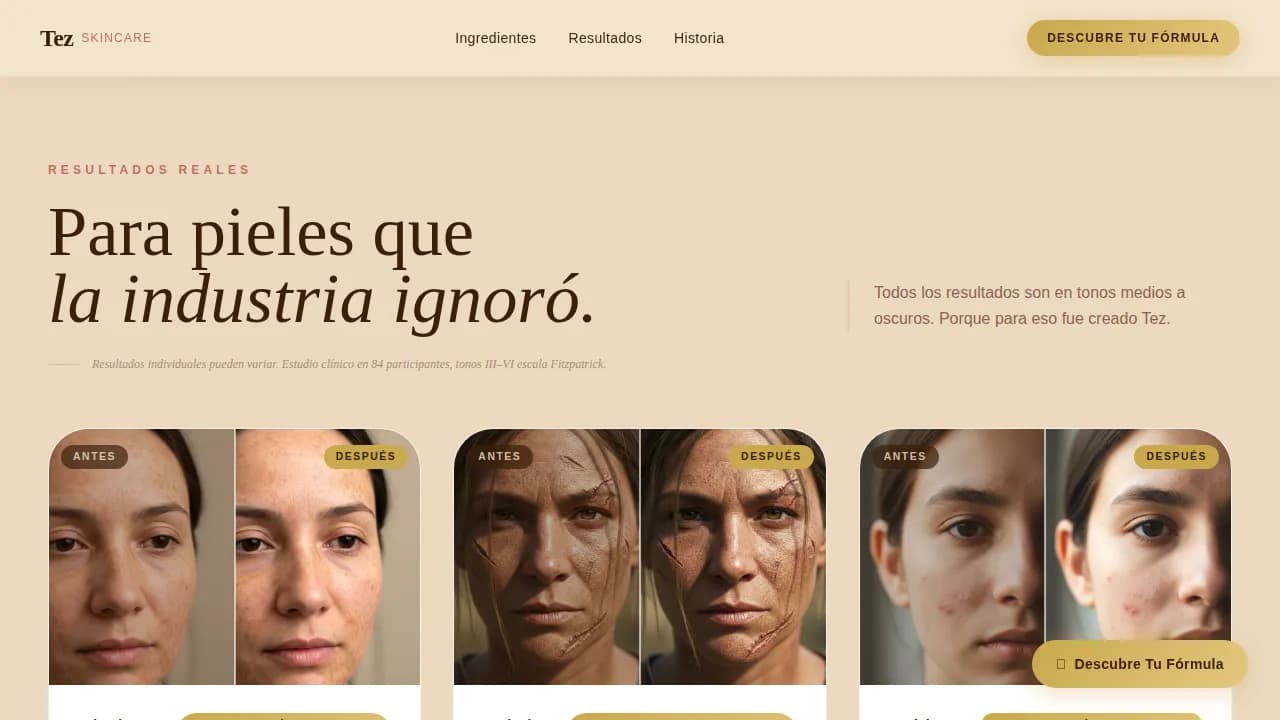 Tez - Ancestral Heritage Skincare Landing Page Template