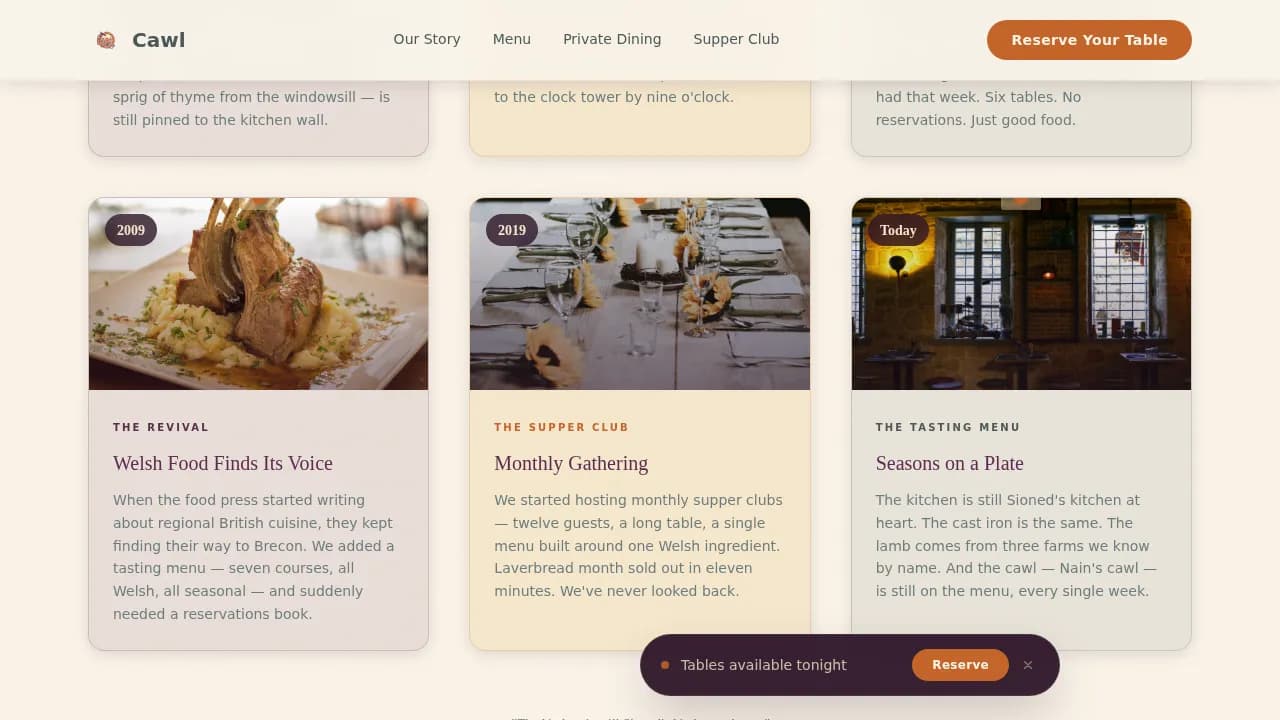 Tavern — Iconic Welsh Cuisine Landing Page Template