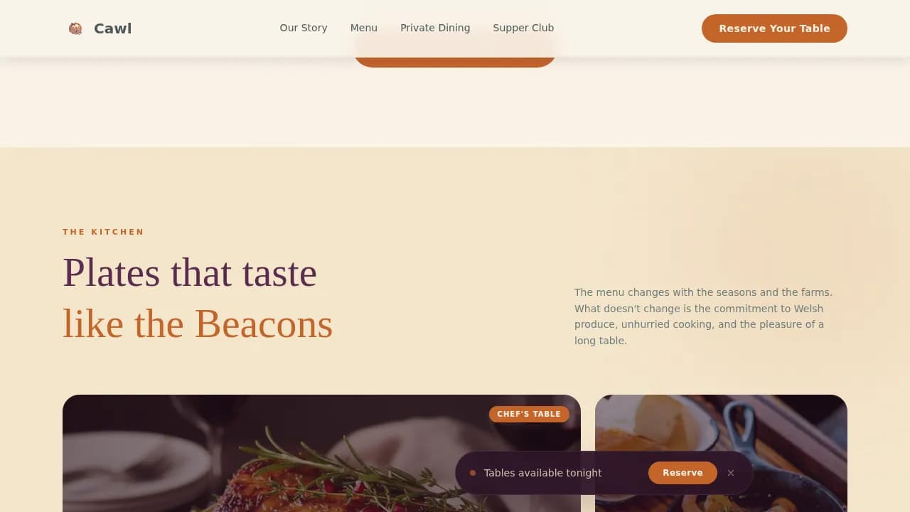 Tavern — Iconic Welsh Cuisine Landing Page Template