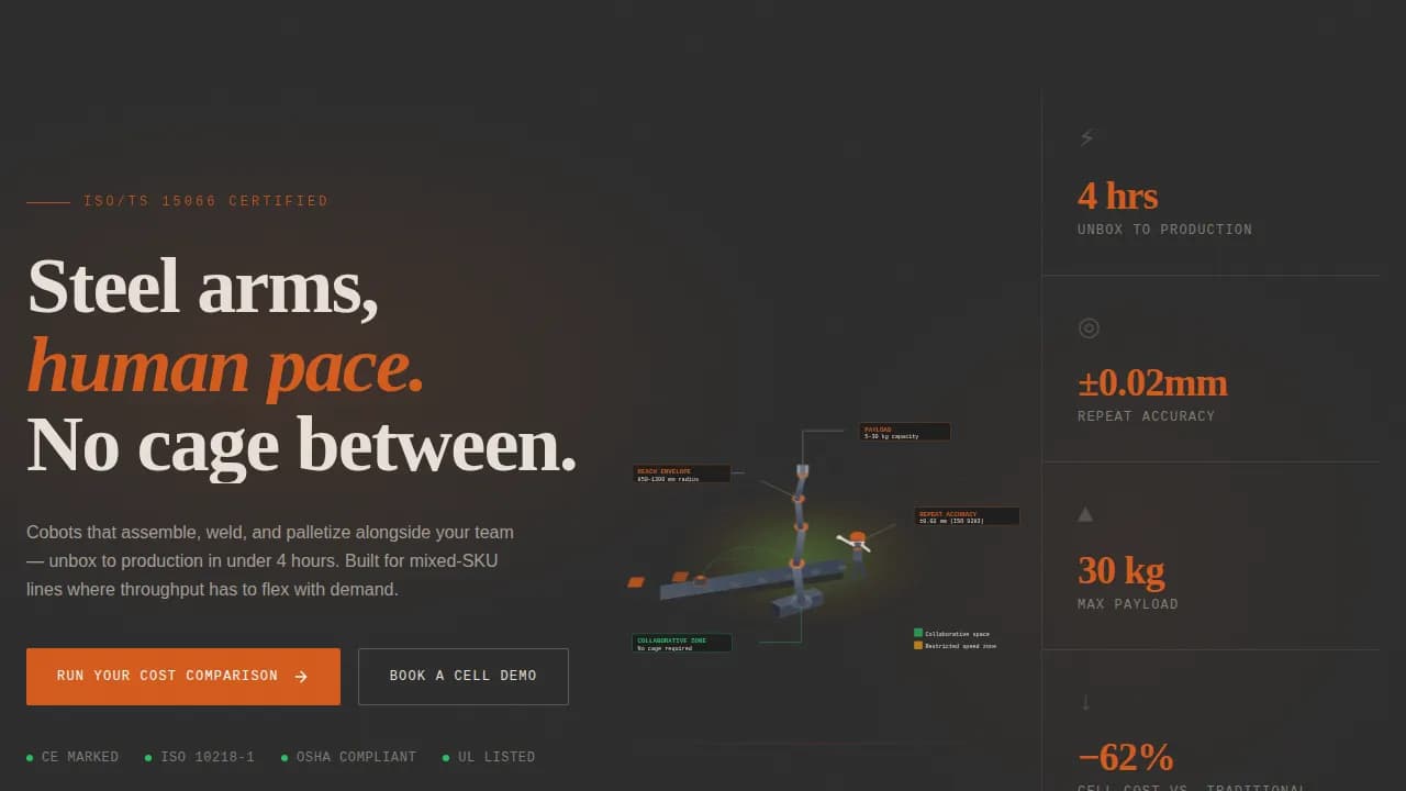 Local Robotics & Automation Cost Estimator Website Template