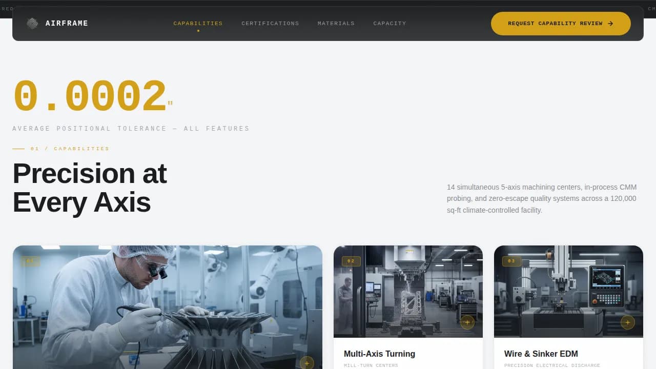 Aircraft Structural Parts Manufacturer Website Template