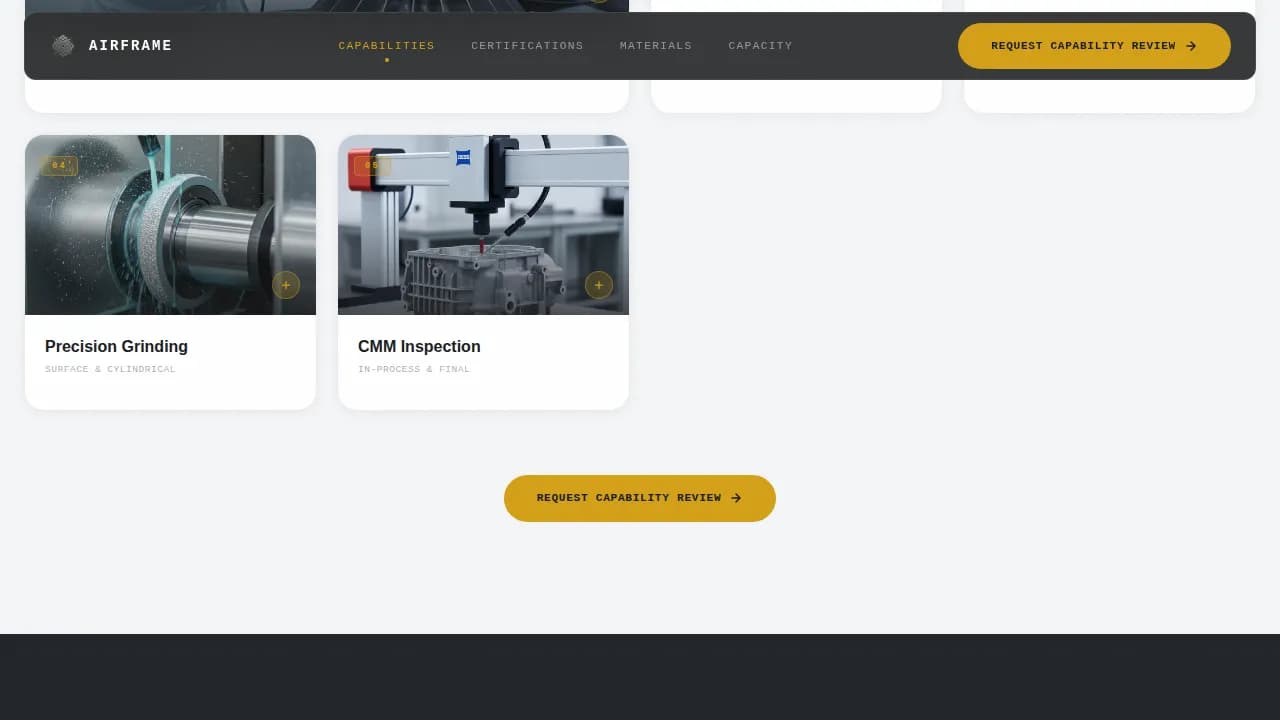 Aircraft Structural Parts Manufacturer Website Template