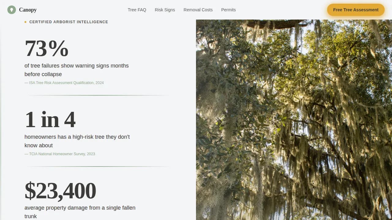Specialist Arborist FAQ & Common Questions Website Template