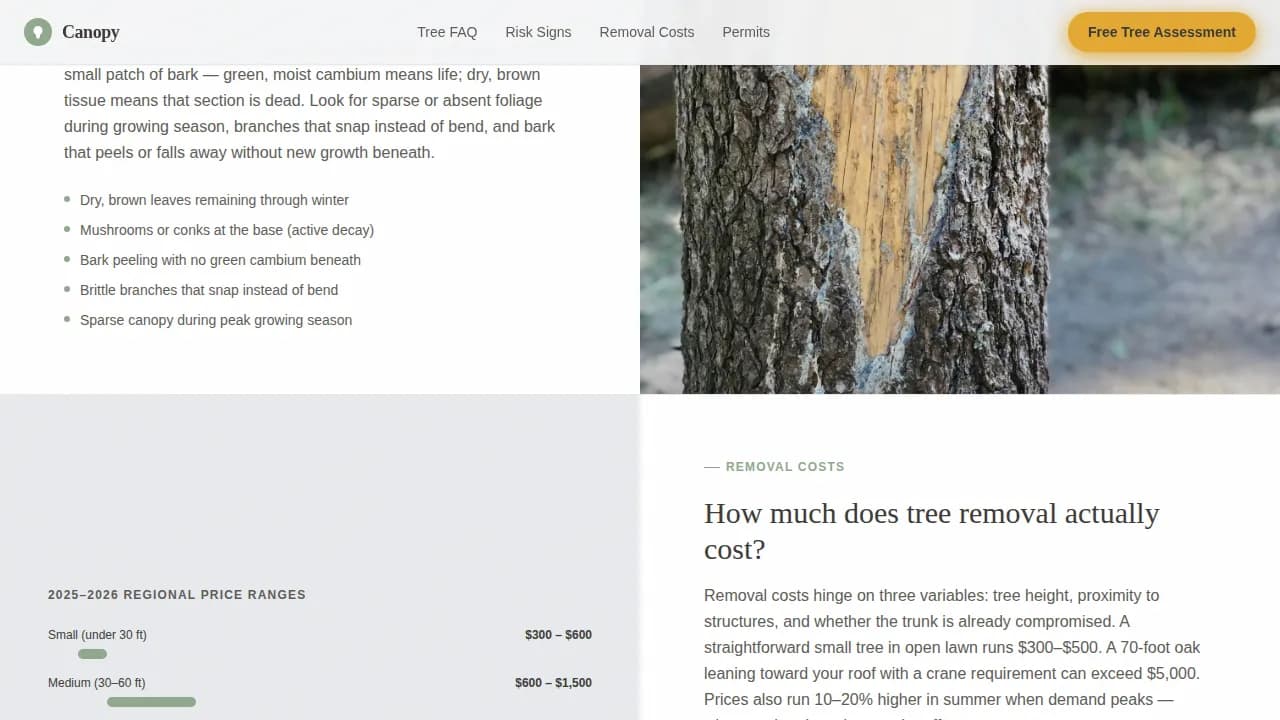 Specialist Arborist FAQ & Common Questions Website Template