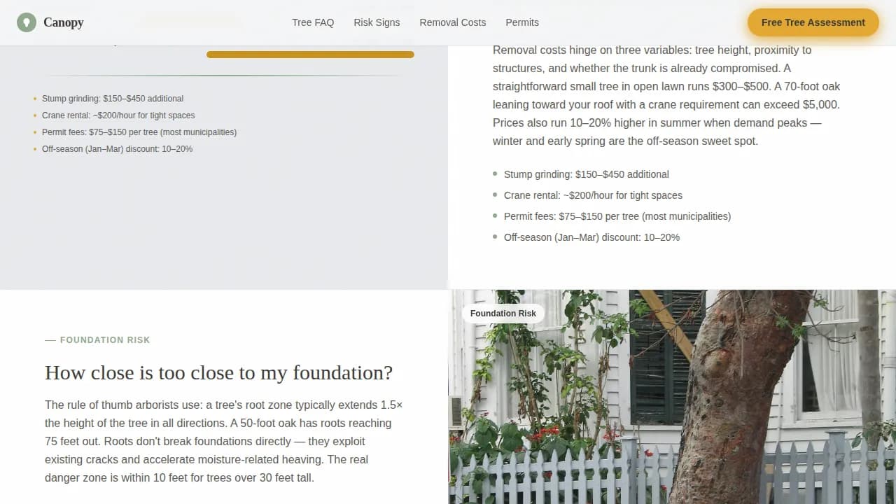 Specialist Arborist FAQ & Common Questions Website Template