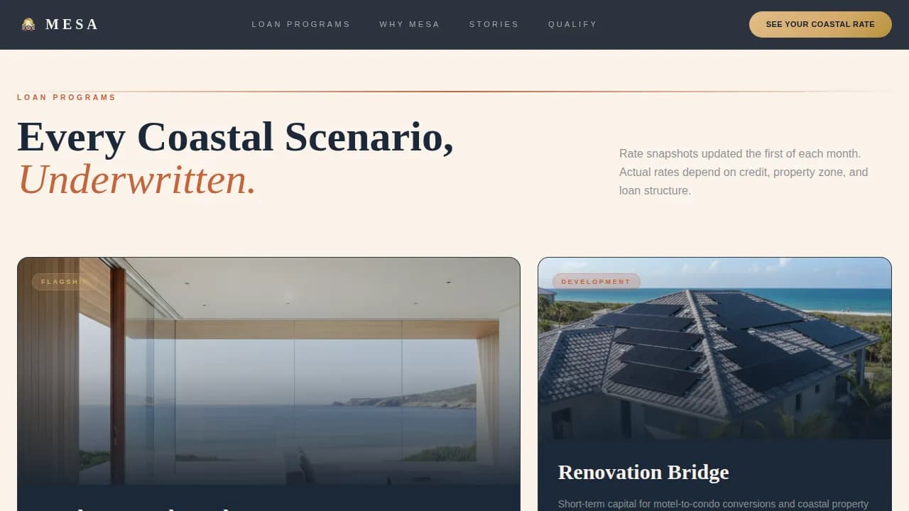 Mesa — Coastal Mortgage Broker Landing Page Template