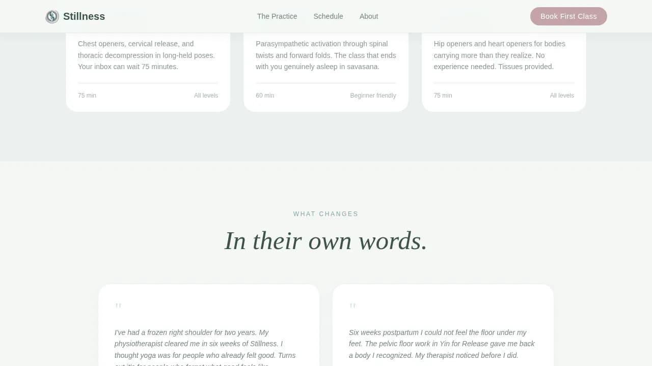 Specialist Yoga & Pilates Studio Appointment Booking Website Template