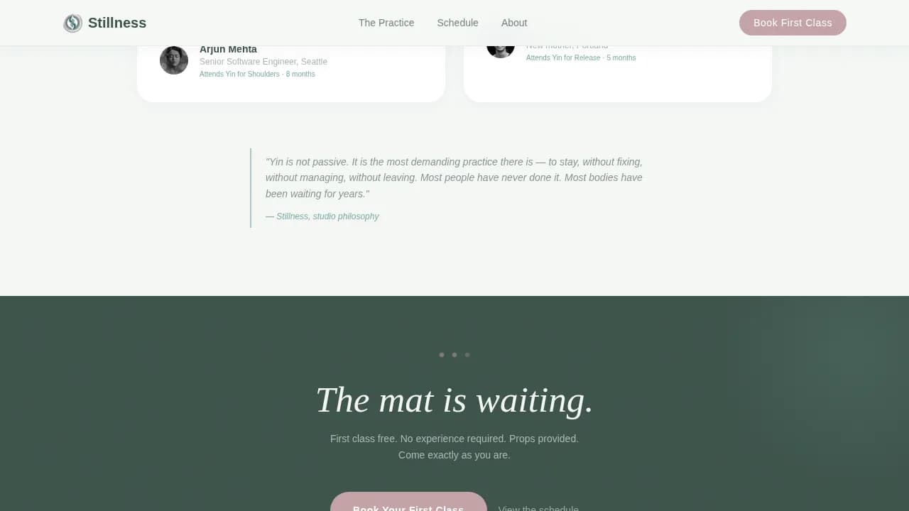 Specialist Yoga & Pilates Studio Appointment Booking Website Template