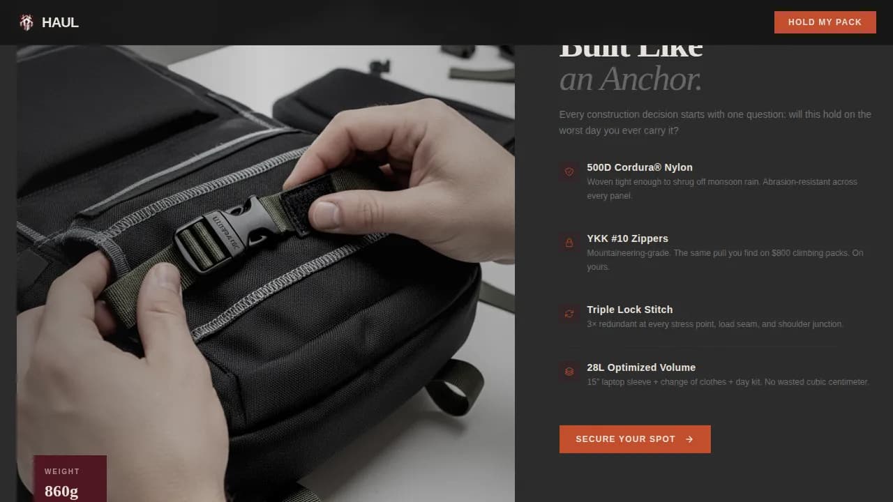 Advanced Bag & Luggage Brand Pre-Launch & Coming Soon Website Template