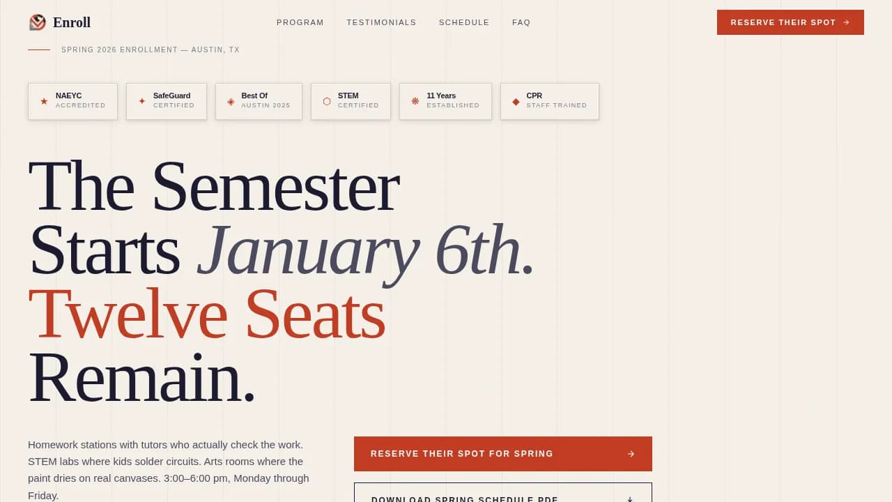 Elevate — Celebrated Youth Enrichment Landing Page Template