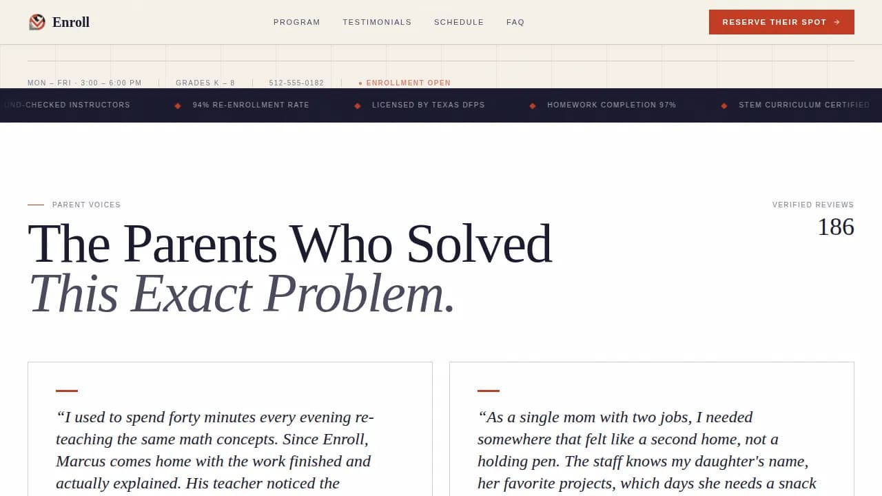Elevate — Celebrated Youth Enrichment Landing Page Template
