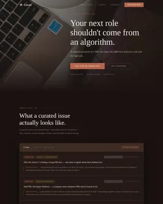 Curate - Editorial PM Career Opportunities Landing Page Template