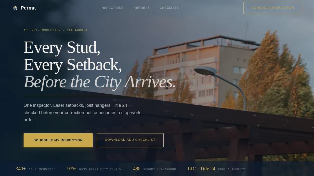 Permit - Professional ADU Inspection Landing Page Template