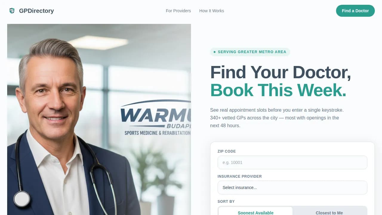 General Practitioner Booking Website Template