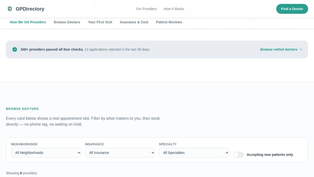 General Practitioner Booking Website Template