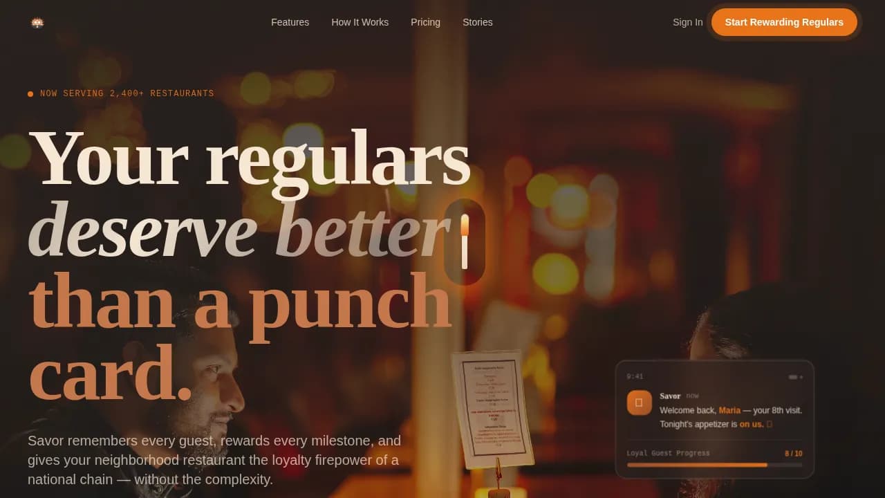Digital Menu & Ordering Reviews & Social Proof Website Template