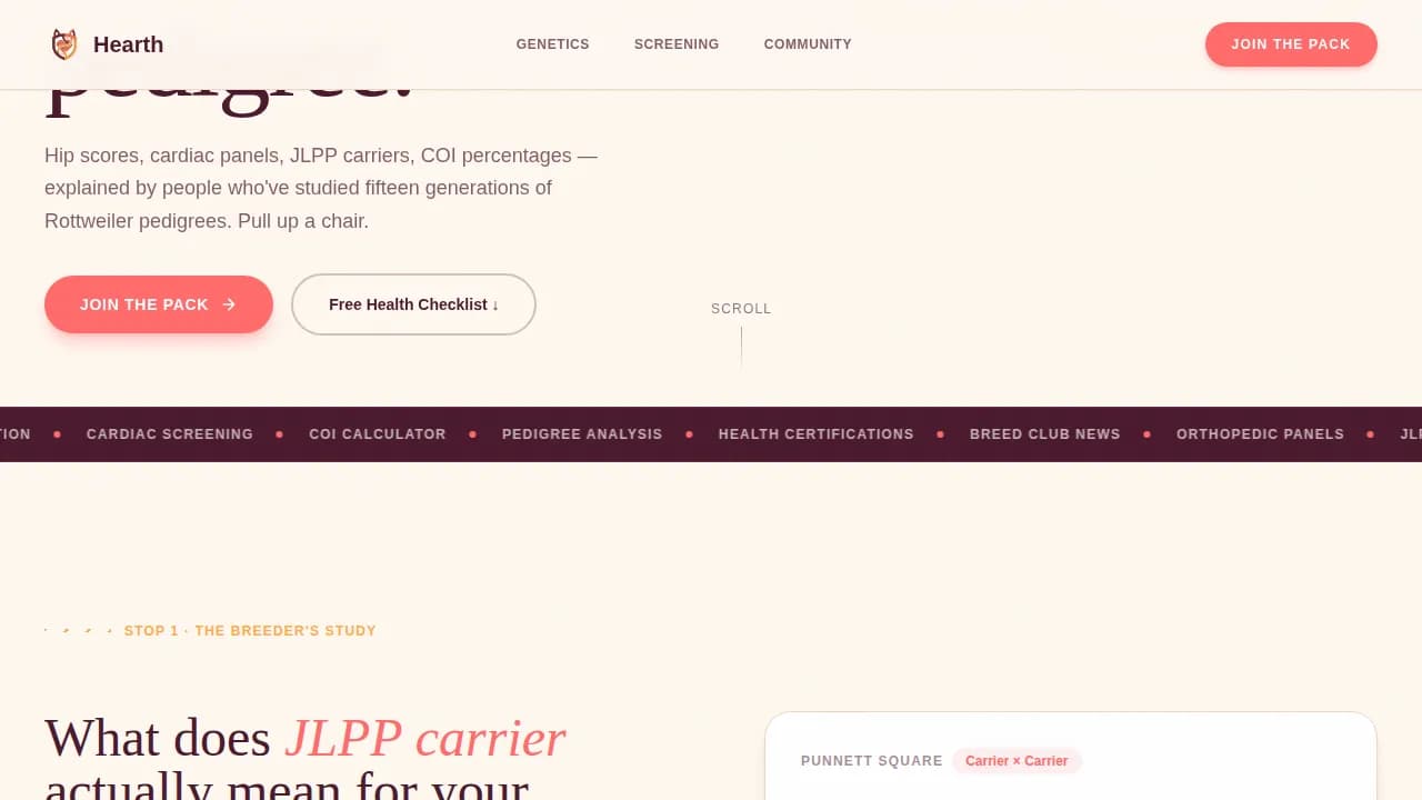 Hearth — Premium Rottweiler Care Landing Page Template