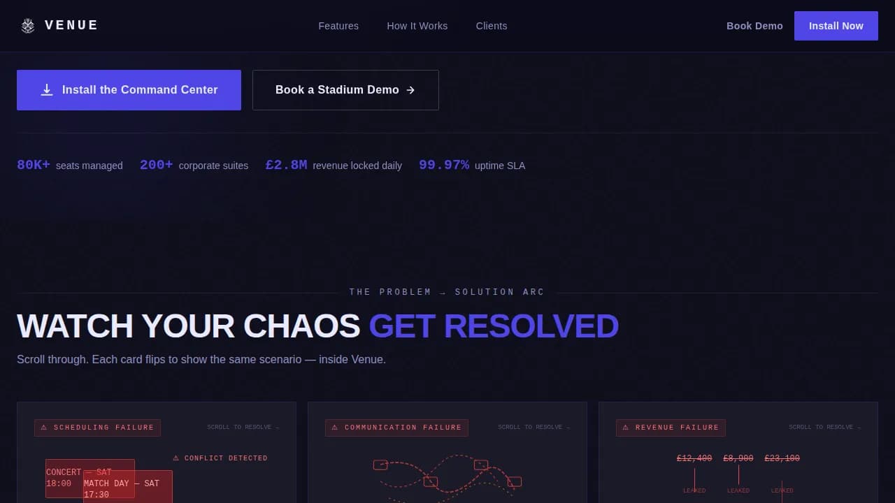Venue — Premium Event Booking Landing Page Template