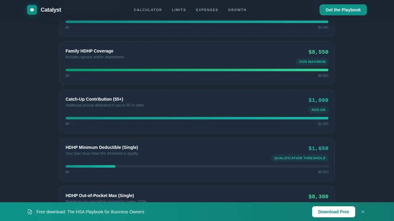 Catalyst - Smart HSA Tax Savings Calculator Landing Page Template
