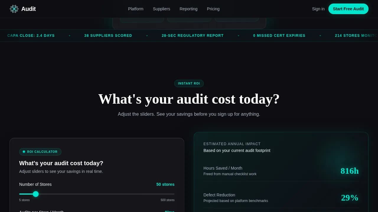 Retail Software Cost Estimator Website Template