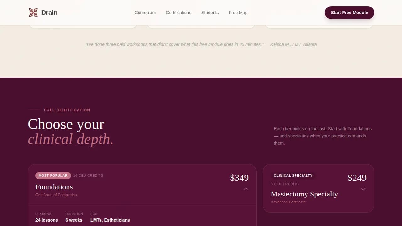 Flow — Expert Lymphatic Certification Landing Page Template