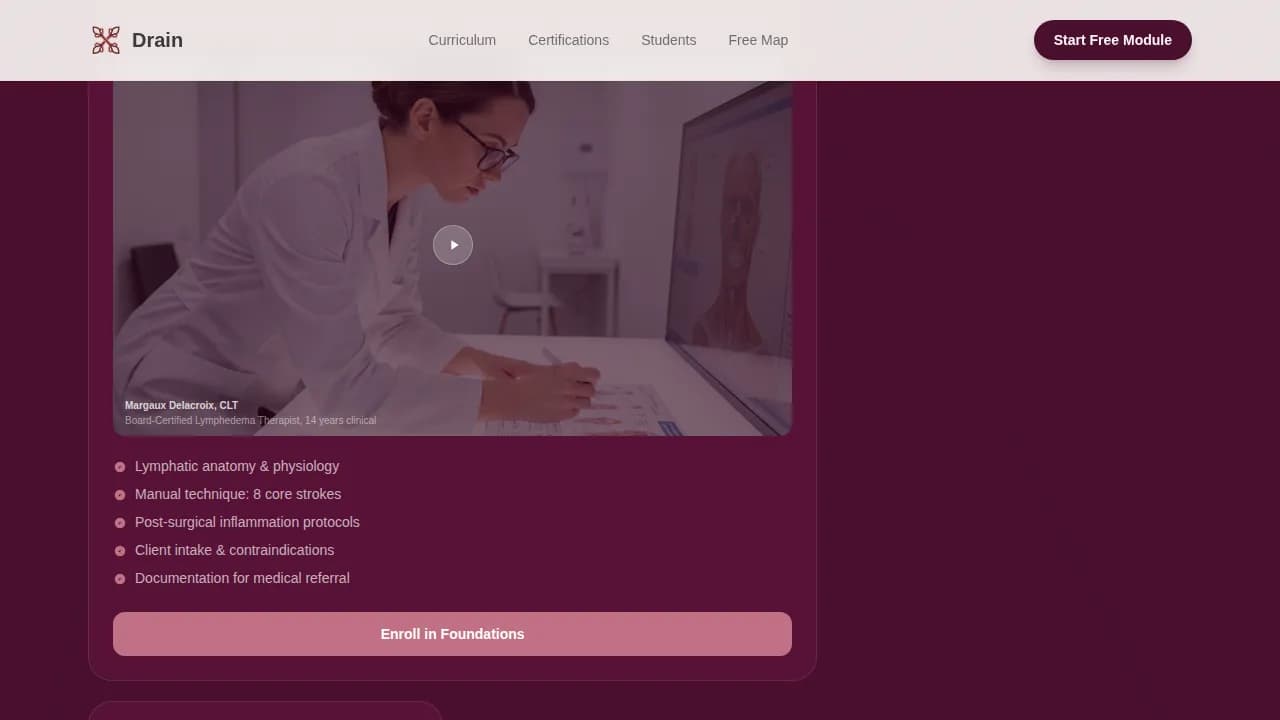 Flow — Expert Lymphatic Certification Landing Page Template