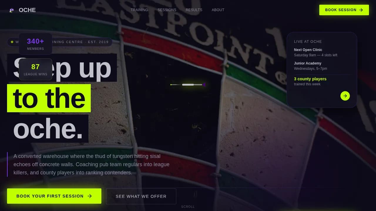 Advanced Darts Appointment Booking Website Template