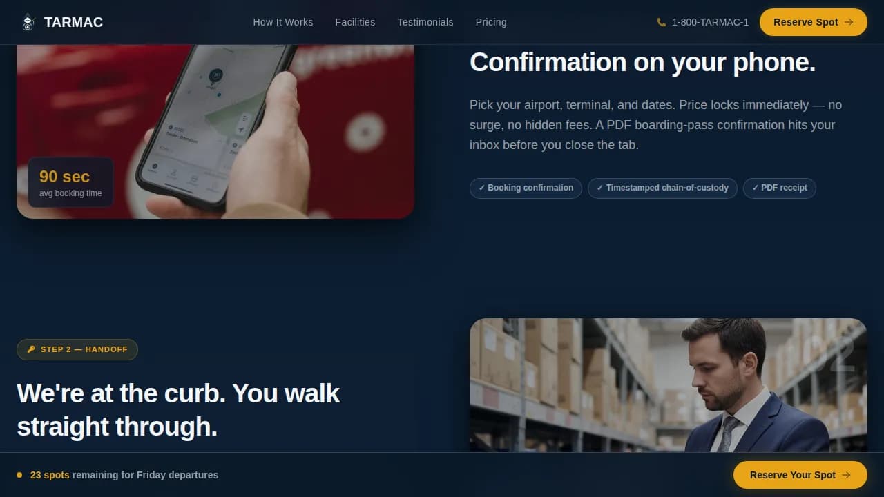 Park — Premium Airport Valet Landing Page Template