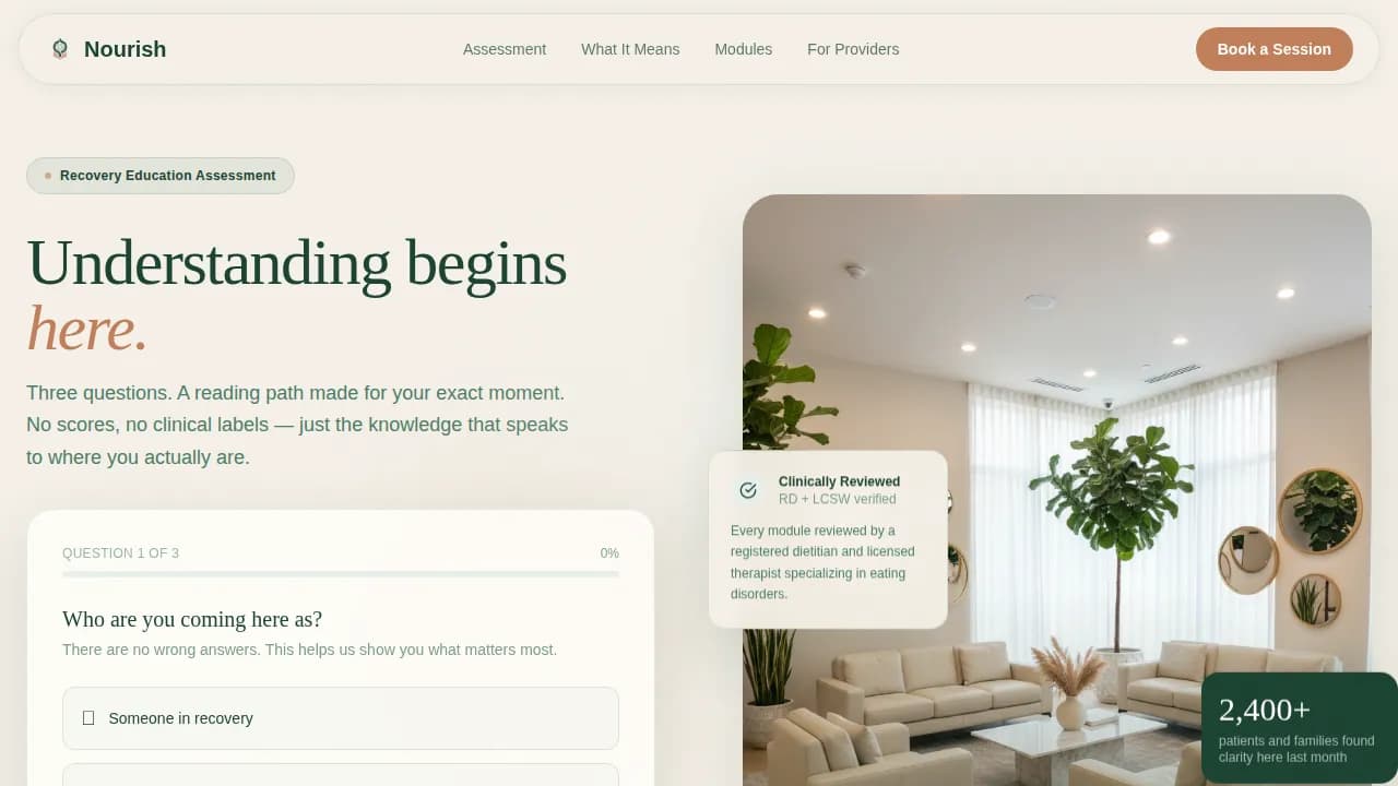 Eating Disorder Care Booking Website Template