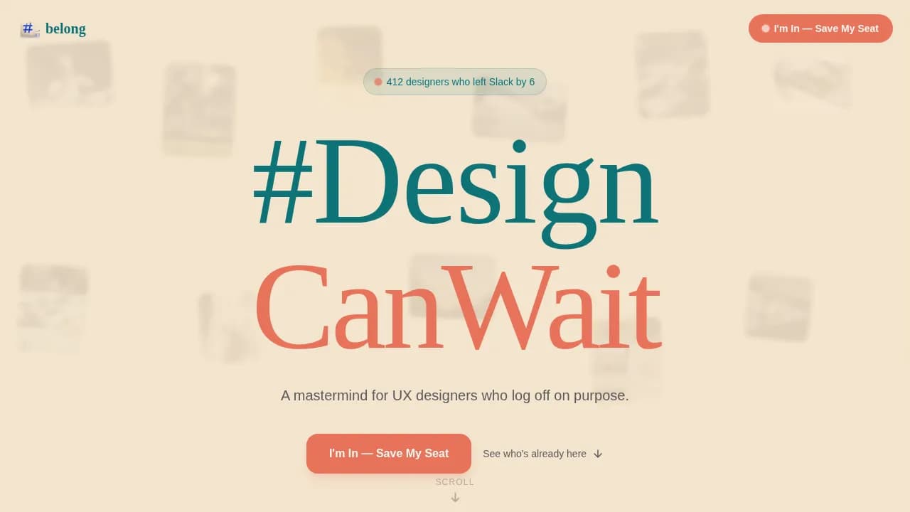 Belong - Family First UI Designers Mastermind Landing Page Template