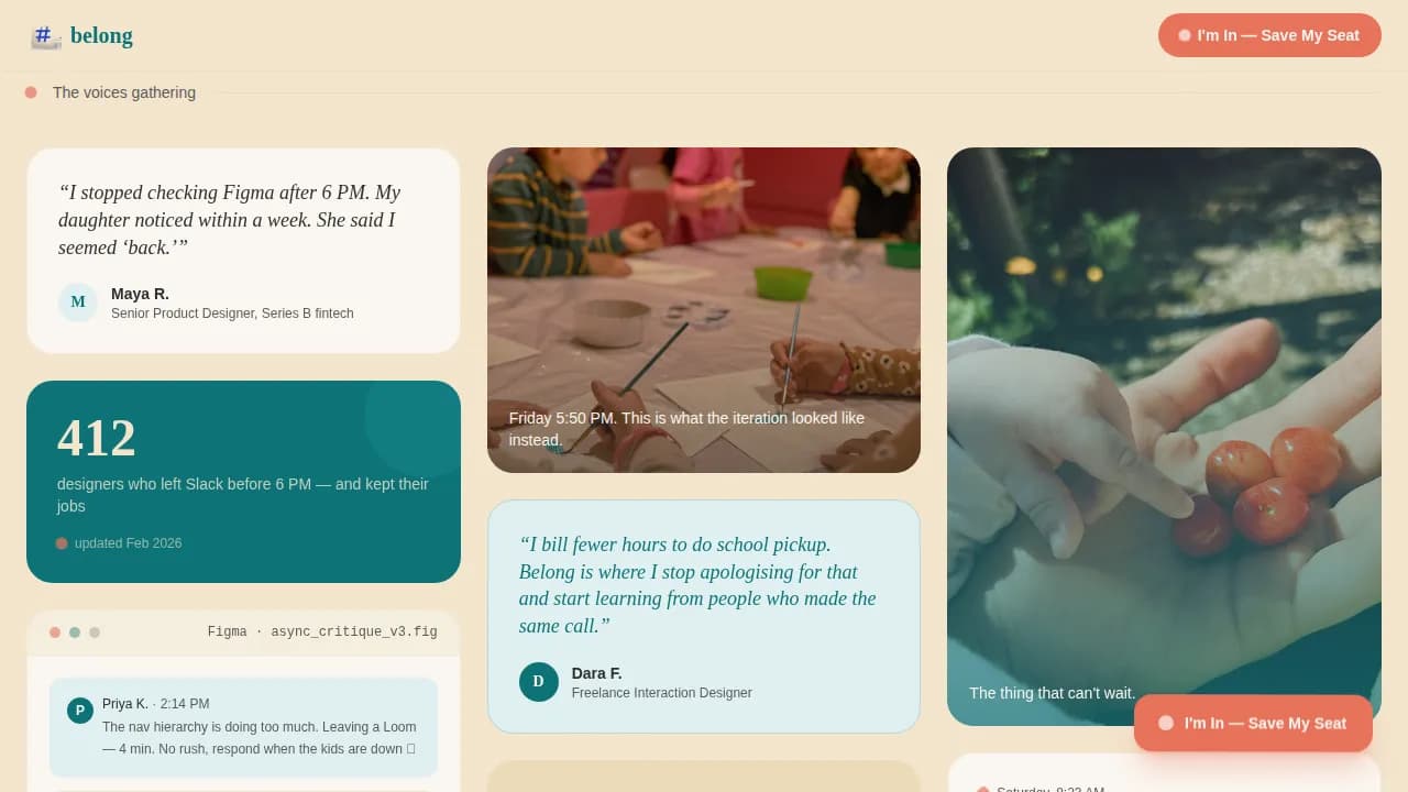 Belong - Family First UI Designers Mastermind Landing Page Template