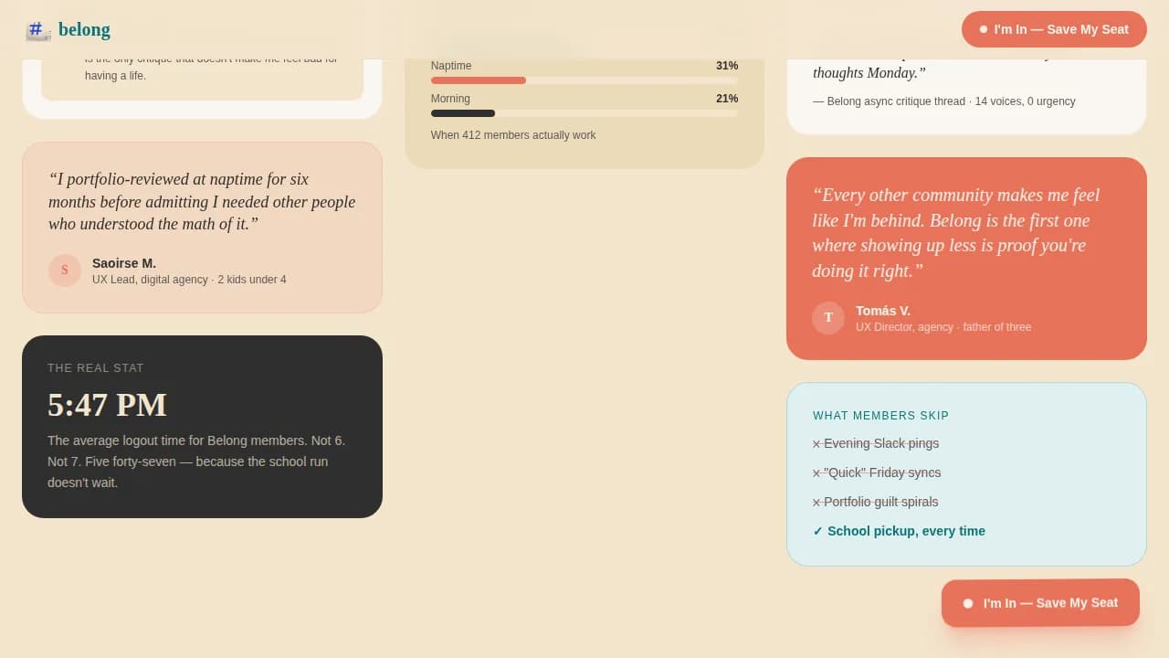 Belong - Family First UI Designers Mastermind Landing Page Template