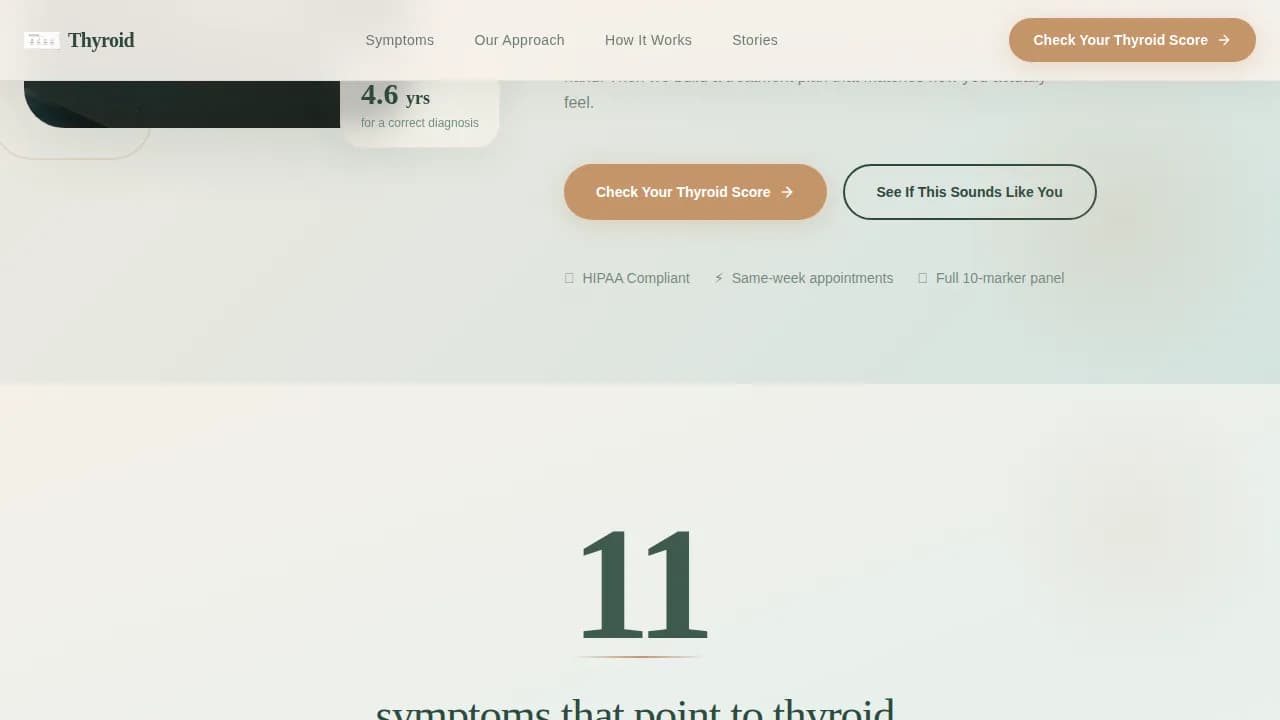 Advanced Thyroid Disorder Care Reviews & Social Proof Website Template