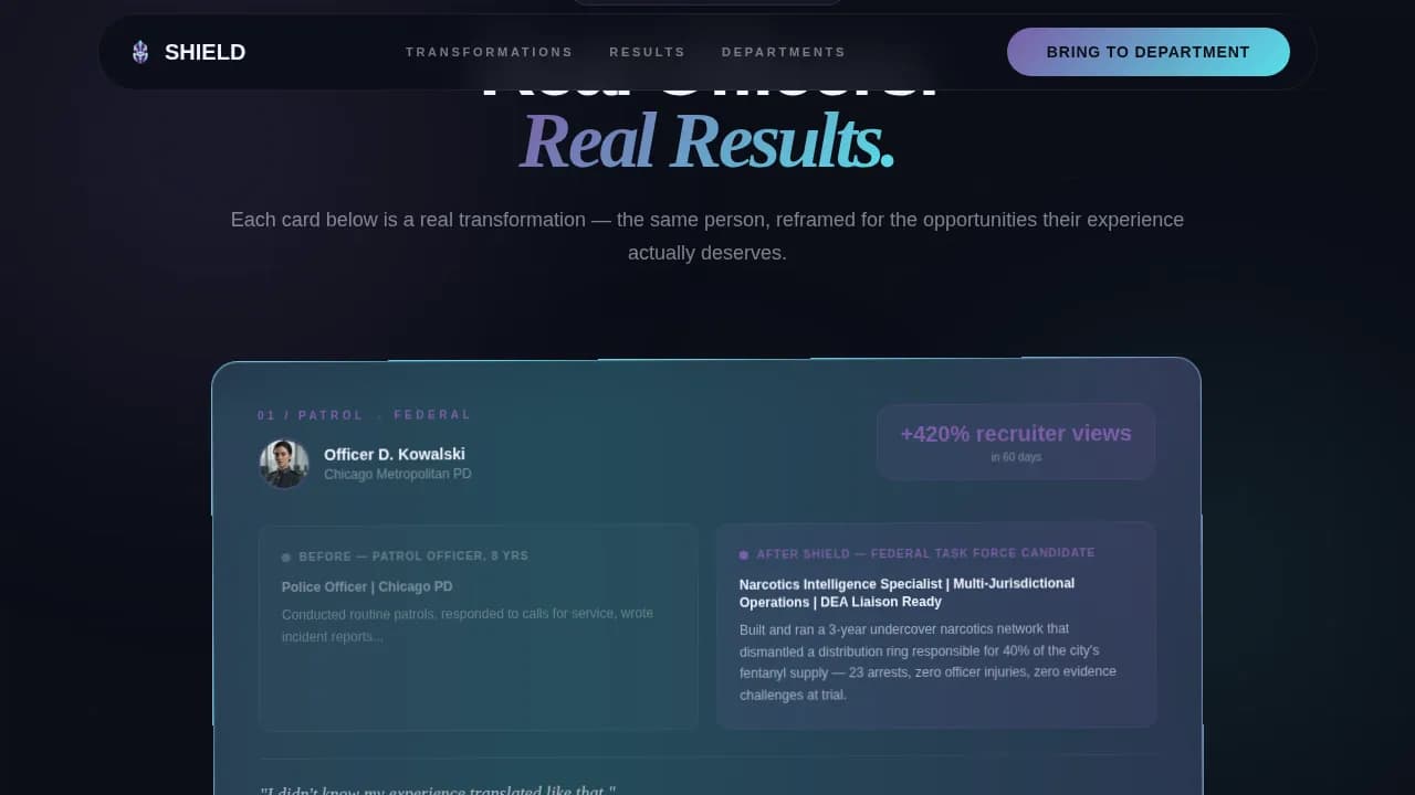 Shield — Career-Ready Law Enforcement Landing Page Template