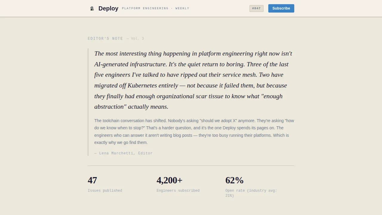 DevOps & Platform Newsletter Blog Website Template