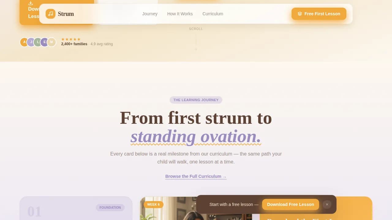 Melody — Nurturing Youth Guitar Instruction Landing Page Template